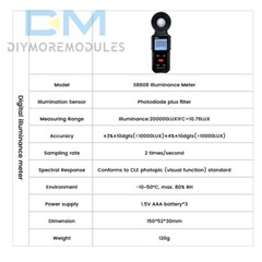 Handheld Digital Light Lux Meter Illuminometer Luminometer Photometer 200000Lux