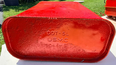 Vtg USMC Military 5 Gallon Metal Gas Can Red Jerry Can w/Flexible Cap Spout (B)
