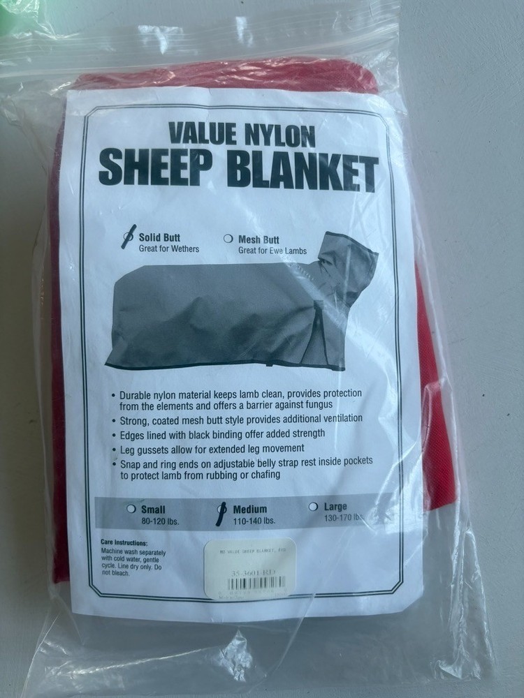 Weaver Leather Nylon Solid Butt Sheep Blanket Red Medium 110-140 lbs