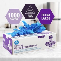 Blue Nitrile/Vinyl Gloves, 1000 Count, Powder-Free, Non-Sterile, X-Large Size
