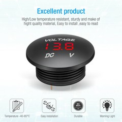 12V-24V Car Marine Motorcycle Red LED Digital Volt meter Voltage Battery Gauge