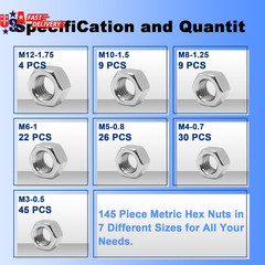 M6-1.0Mm Hex Nuts,150 Pack 304 (A2-70) Stainless Steel Hardware Nuts,Standard Me