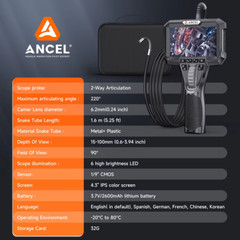 5FT 6.2MM Snake Borescope Articulating Endoscope Camera 6 LED Light Inspection