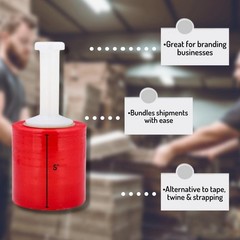 864 Rolls Narrow Banding Packing Stretch Wrap 5″x 1000′ 80 Gauge Red Shrink Flim