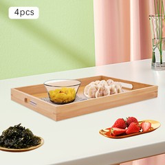 Bamboo Serving Trays 4pcs Modern Kitchen Trays For Hold Fruits Cakes Drinks