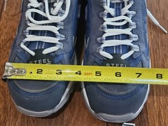NEW Skechers WOMEN Blue Silver Leather Work Construction Safety Toe Shoes Sz 9.5