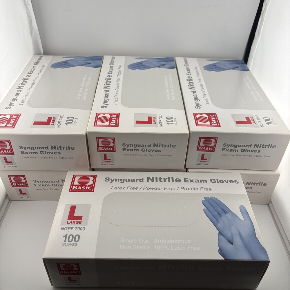 Synguard Nitrile Exam Gloves Powder-Free Blue large (7x 100/Bx)