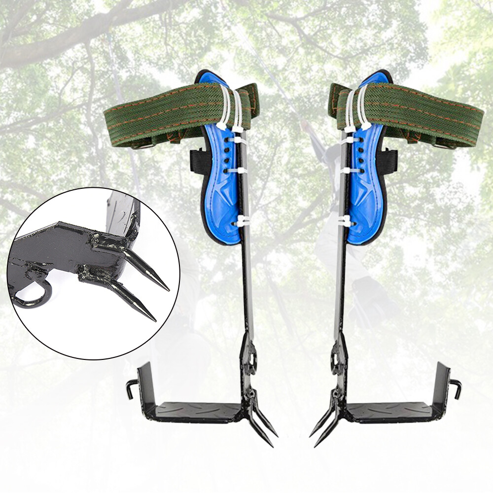 2 Gears Tree Climbing Spike Set Safety Adjustable Belt Lanyard Rope Rescue Belts