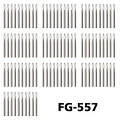 100X FG 557 Carbide Burs – Friction Grip for High-Speed Handpieces, Midwest Type