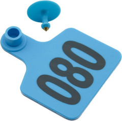 100 Plastic Cattle Ear Tags 001-100 for Livestock Identification (Blue)