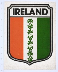 Original VINTAGE 1970s Heat Transfer | Ireland Flag Shield with Shamrocks