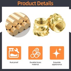 100 PCS M3 Threaded Insert x 4mm x 5mm Heat Set Inserts, 3D M3x4x5mm, Gold