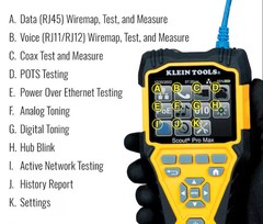 Klein VDV501-770 Scout Pro Max RJ45 RJ11 RJ12 Coax Cable Tester Kit + Extras