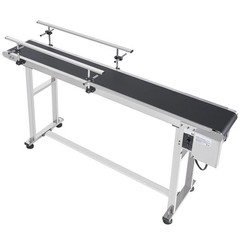 VEVOR Belt Conveyor PVC Stainless Steel Belt Conveyor 59″x7.8″ Double Guardrail