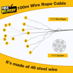 328Ft Wire Rope Crimping Tool Kit, Stainless Steel Wire Rope Cable with Alumi…