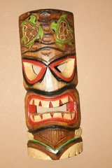 Restaurant Tiki Decor Handmade Wood Tiki Masks Tropical Colors Salty Pirates 3