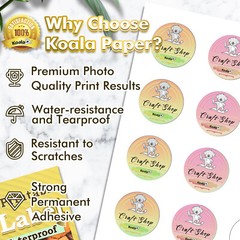 Koala Round Labels 2 Inch Printable Round Stickers Waterproof Matte White Label