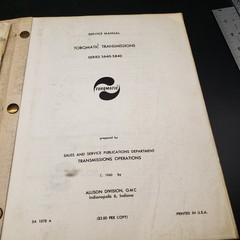 1960 Allison Torqmatic Transmission 5640 5840 Service Manual 6-Speed Supplement