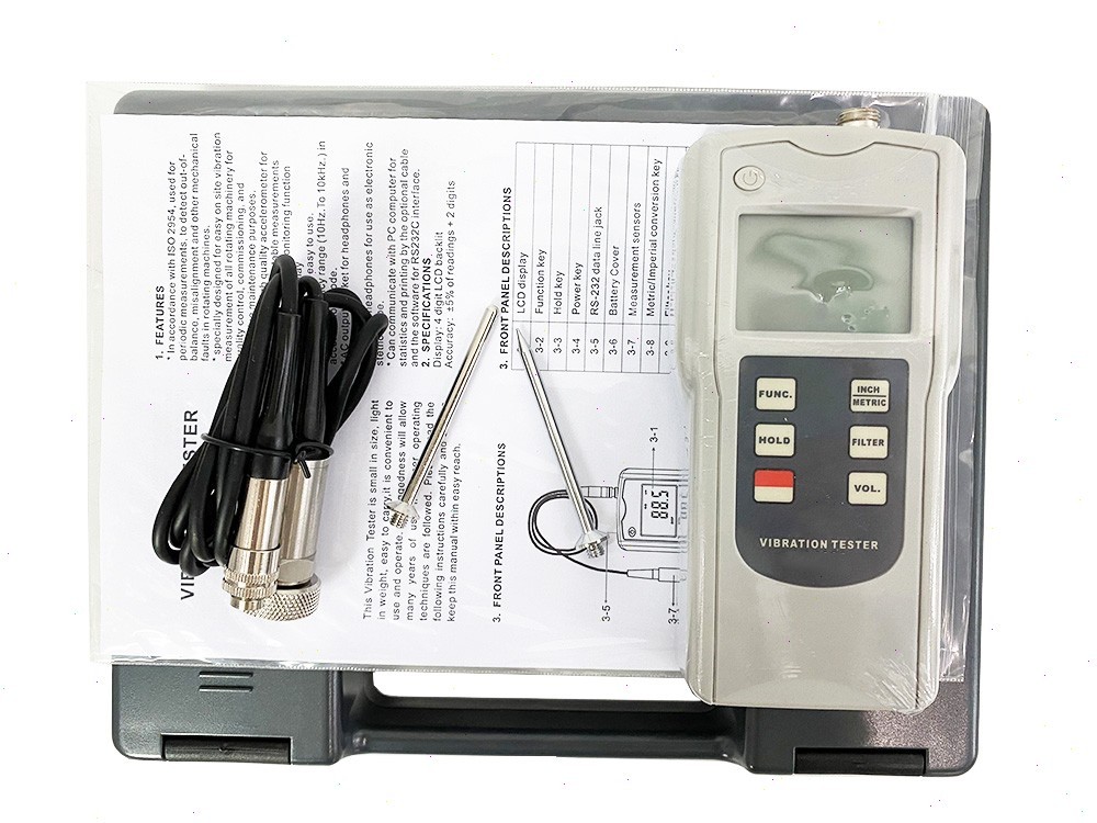 Vibration Analyzer with Range Velocity 0.1-400.0mm/s True RMS/0.004-16.00inch/s