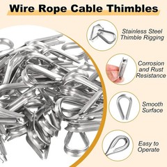 20Pcs 1/8” M3 Wire Rope Clamps 20Pcs M3 Wire Rope Thimble, 304 Stainless Steel