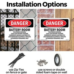 Battery Room Contains Lead OSHA Danger Sign Metal, Plastic, Decal 5 or 10 Pack