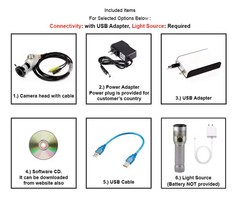 USB Endoscopy Camera HD w/ Portable Cold LED Light Source for Rigid Endoscopes