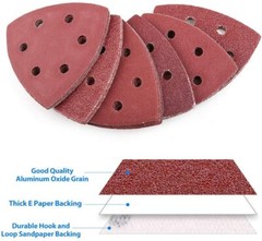 100PCS Triangle Sanding Pads for Oscillating Multi-Tool Hook Loop Sandpaper Disc