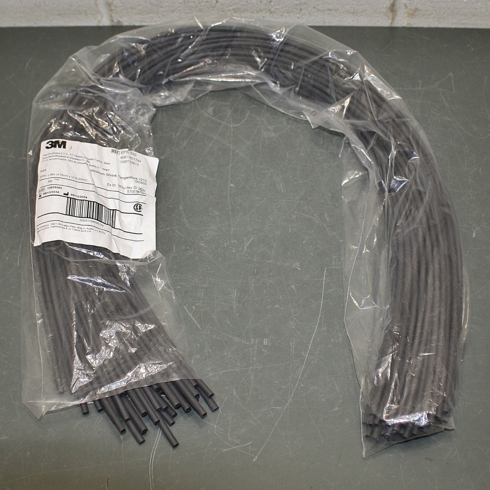 (50) 3M Heat Shrink Tubing EPS300-3/16-48″-BLACK, 0.19″ to 0.06″, 20-18 AWG, 3:1