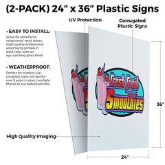 Smoothies 24″ x 36″ 2 Pack Of Store Sign Plastic Or Decal
