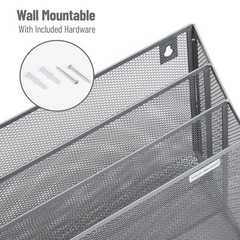 Vertical File Storage, Desktop Organizer, Wall Mount, Office, Metal Mesh, 12….
