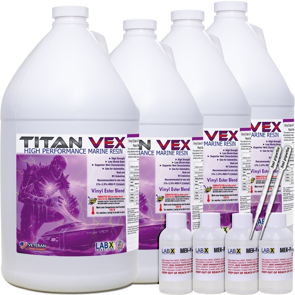 TITAN VEX -5 Gal Vinyl Ester/Polyester RESIN Blend +MEKP (Laminating fiberglass)