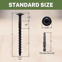 3 Inch, Structural Wood Screw #14 x 3, 50-PCS Heavy Duty Construction