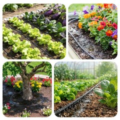 Drip Irrigation System 230FT with Soaker Hose for Garden, Lawn, Greenhouse