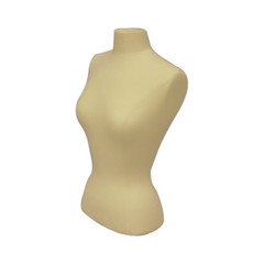 Female Adult Small Size Off-White Hard Foam Blouse Form with Round Metal Base