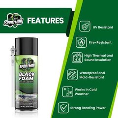 Sprayman Black Foam Sealant – Pond Waterfall Landscaping, 12oz 2 Pk – Straw Use