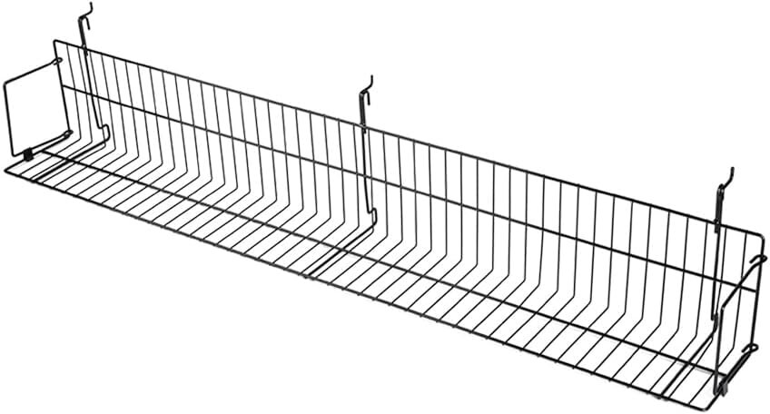 Lot of 2 Slatwall Wire Grid Black Media CD DVD Movie Shelf Shelves 48 x 6 x 6 ½”