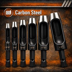 6 Pcs Leather Hole Punch Drill Bit Set 3/16 to 3/8 Inch Black Craft Tool