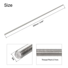 4pcs – M4 x 250mm Fully Threaded Rod 304 Stainless Steel Right Hand Threads