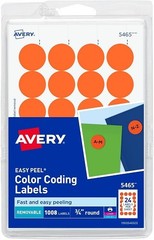 3/4in Round Removable Color Coding Labels 3/4in dia labels Orange 1008/PK – 1EA