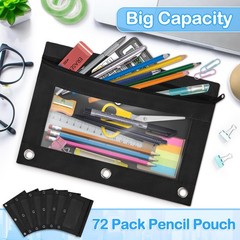 Springflower 72 Pack Pencil Pouch Pencil Pouch Bulk 3 Ring Binder School And