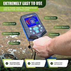 Metal Detector for Adults Professional, Double-D Waterproof Search Coil Gold …