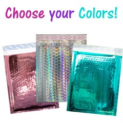 8.5×12 Holographic, Pink, Teal METALLIC BUBBLE MAILERS, Color Padded Envelopes!