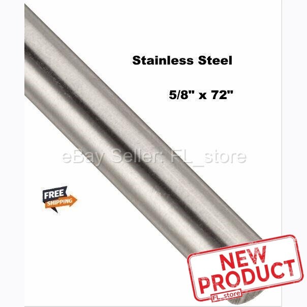 Stainless Steel Round Rod 5/8″ x 6 Feet Solid Stock 304 Unpolished 72″ Length
