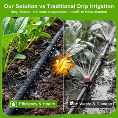 Drip Irrigation System 230FT with Soaker Hose for Garden, Lawn, Greenhouse