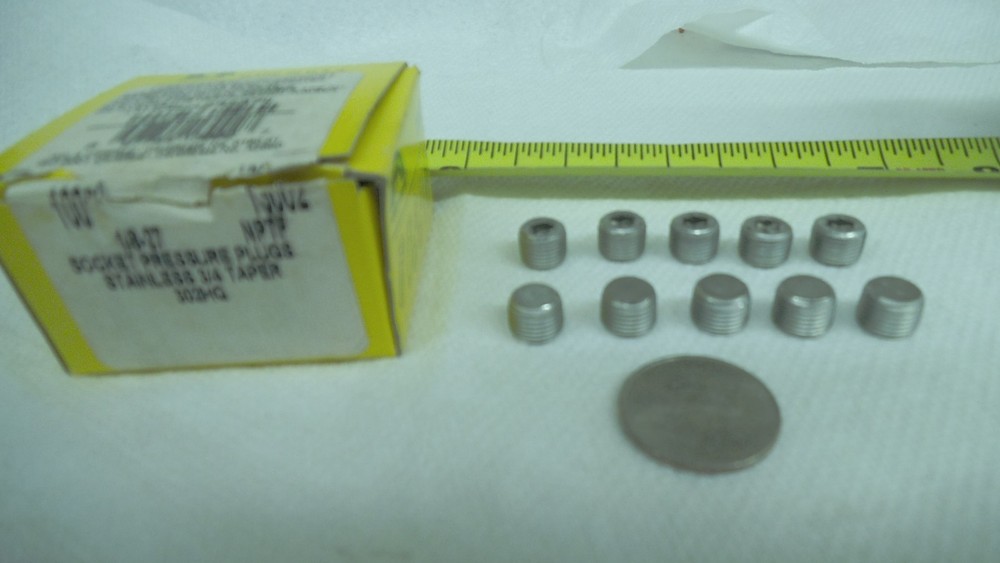 Lot of 10 pcs Holo Krome Stainless pipe plugs, 1/8-27, 5/16″ long, 13002