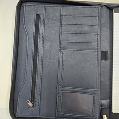 Coast to Coast AM Deluxe Organizer Portfolio Notebook Dark Blue Faux Leather Zip