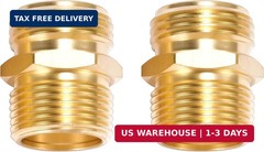 2 Pack 3/4″ GHT to 3/4″ NPT Male Connector, Brass Garden Hose Fitting, Male Hose