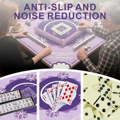 Mahjong Mat for Table with Carrying Bag，31.5 * 31.5in Non-Slip Noise Redu