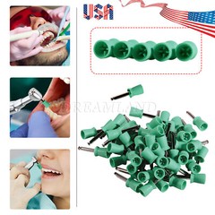 100 Dental Soft Prophy Cup Rubber Polish Brush Polishing Teeth Latch Type