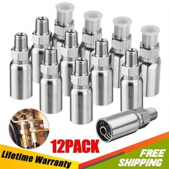 12PCS 3/8″ I.D. Hose x 1/4″ NPTF Male Hydraulic Hose End Swivel Crimp Fitting US